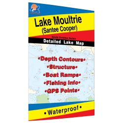 South Carolina Moultrie Lake (Santee Cooper) Fishing Hot Spots Map