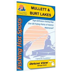 Michigan Mullett & Burt Lakes Fishing Hot Spots Map