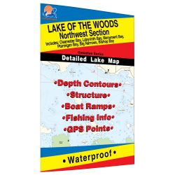 Ontario Lake of the Woods-NW Lake (incl. Clearwater/Portage Narrows) Fishing Hot Spots Map