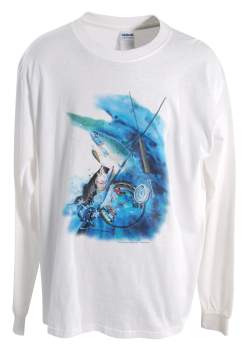 Bass and Trout Long Sleeved White T-Shirt