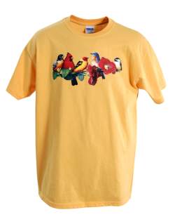 Birds in Hollyhock Gold T-Shirt
