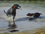 Learning From the Master Labrador - Art Print by Steve Hamrick