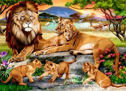 Lion's Family in the Savannah 1000-Piece Puzzle