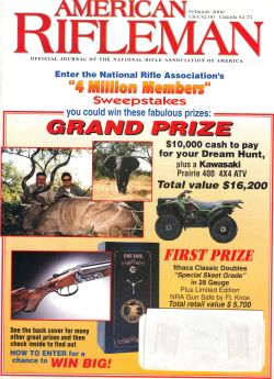 Vintage American Rifleman Magazine - February, 2000 - Very Good Condition
