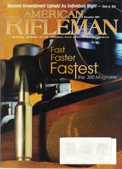 Vintage American Rifleman Magazine - December, 2001 - Very Good Condition