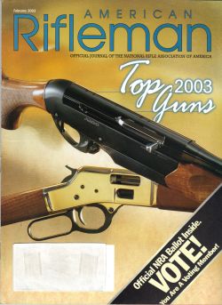 Vintage American Rifleman Magazine - February, 2003 - Very Good Condition
