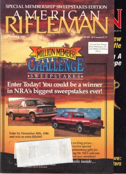 Vintage American Rifleman Magazine - September, 1988 - Very Good Condition