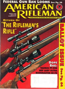 Vintage American Rifleman Magazine - March, 1994 - Very Good Condition