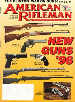 Vintage American Rifleman Magazine - March, 1996 - Very Good Condition