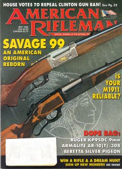Vintage American Rifleman Magazine - May, 1996 - Very Good Condition